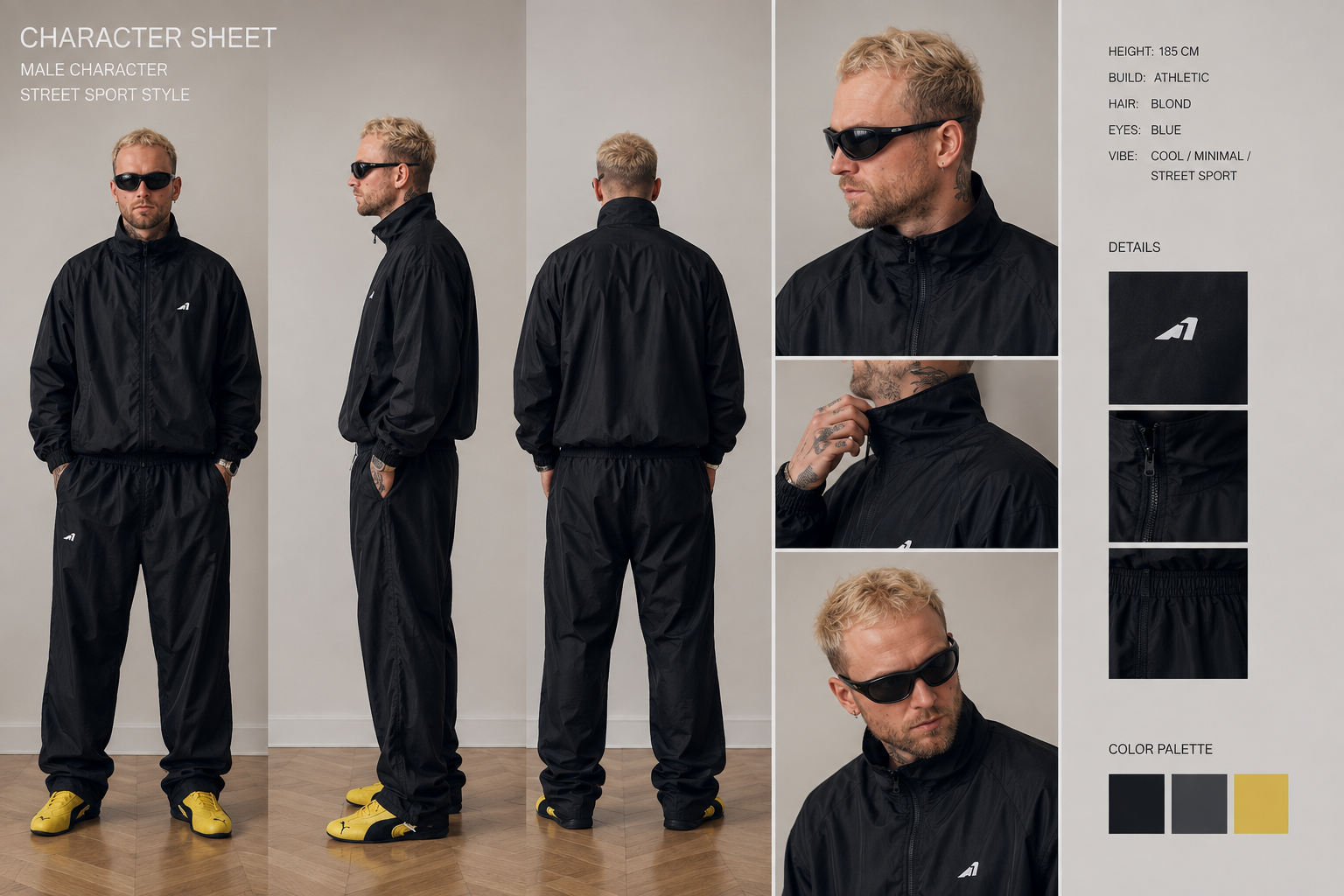 Male character and technical streetwear study for ANFI